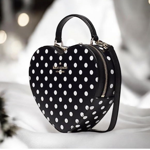 Kate Spade-Love Shack-Heart Crossbody/Handbag-Black & White Polka Dot-$329 - Picture 17 of 17
